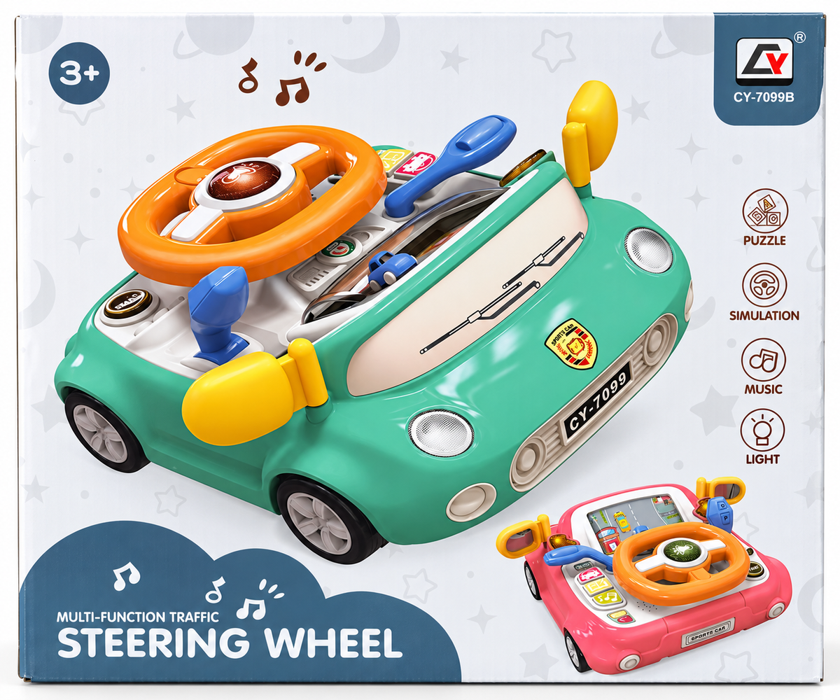 Volante Interativo Infantil Rosa com Luzes e Sons | Pikoo Play