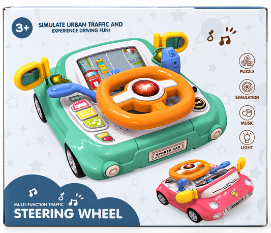 Pink Interactive Toy Steering Wheel with Lights and Sounds | Pikoo Play