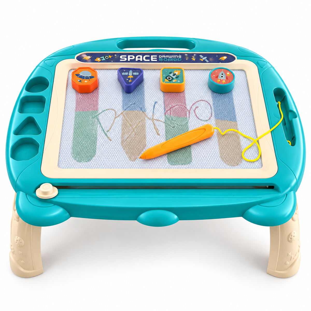 Mesa de Desenho Magnética Infantil com 4 Carimbos – Turquesa